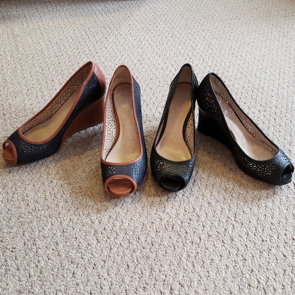 2 Pairs of Rockport Leather Wedges